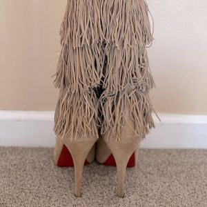 Christian Louboutin Peep Toe Fringe Boots
